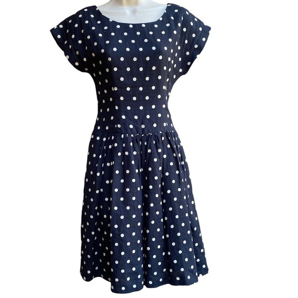 ANTHROPOLOGIE Lili's Closet Linen  Dress dots - Picture 1 of 8